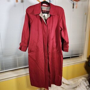Vintage Misty Harbor 8 Petite $350 Red Trench Coat Wool Lining Classic Chic